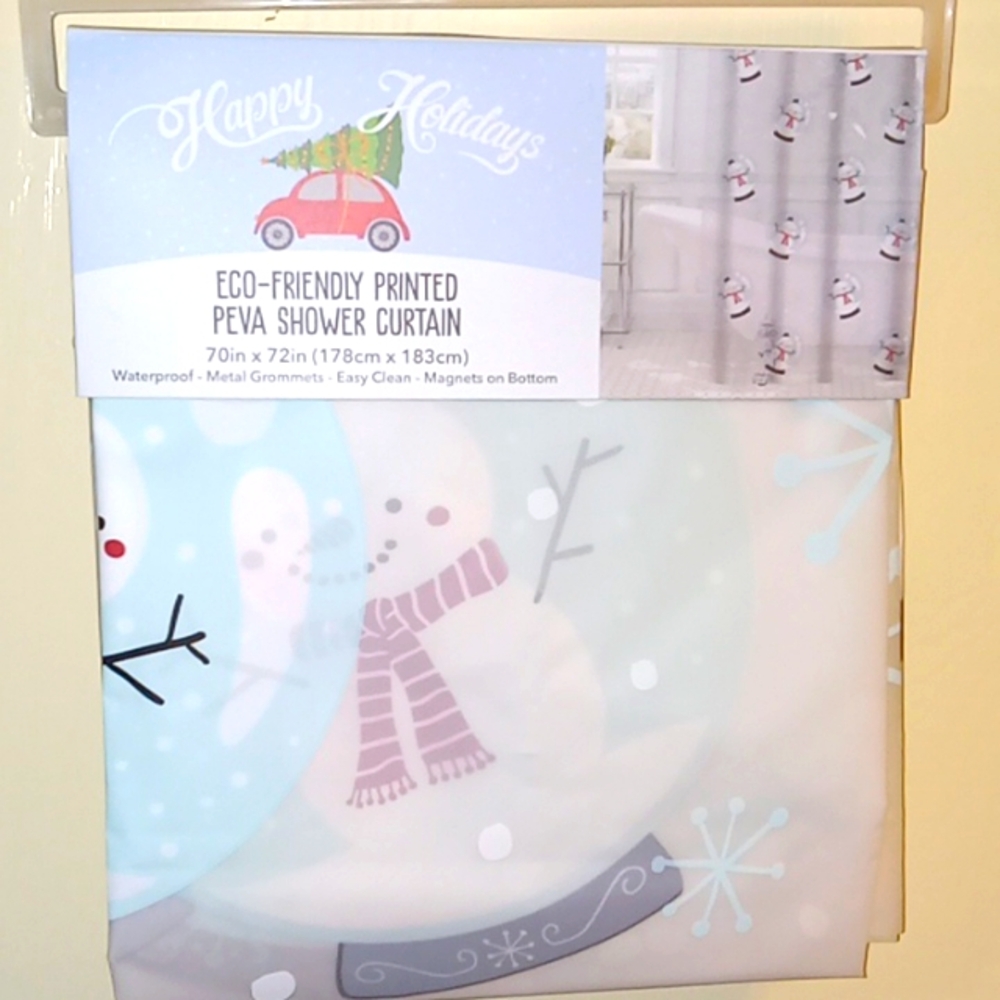 Christmas Snowman Shower Curtain New